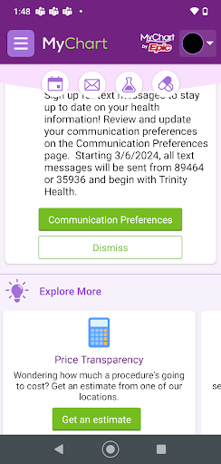 Trinity Health MyChart Bildschirmfoto 1