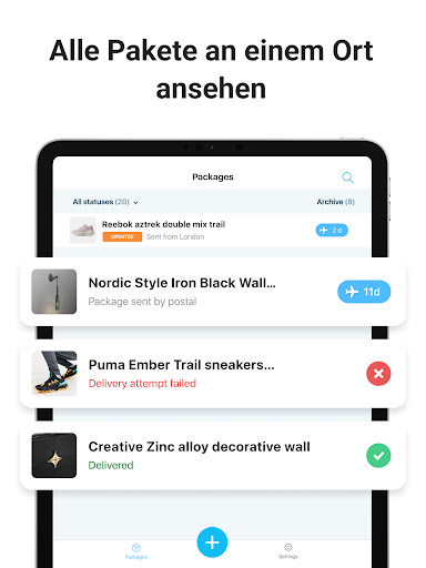 Sendungsverfolgung - paket app Bildschirmfoto 3