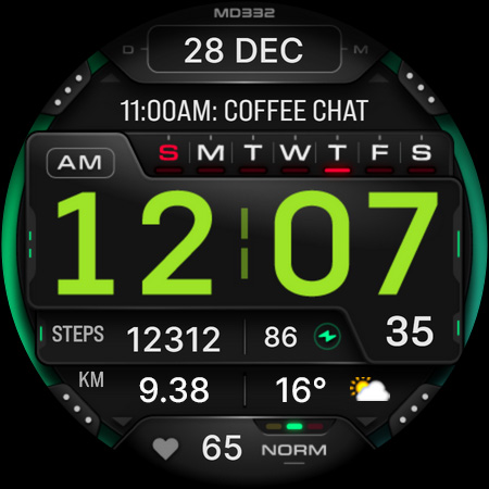 MD332 Digital watch face Bildschirmfoto 11