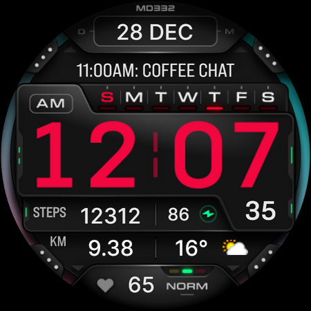 MD332 Digital watch face Bildschirmfoto 10