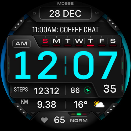 MD332 Digital watch face Bildschirmfoto 16