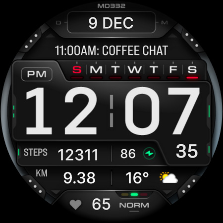 MD332 Digital watch face Bildschirmfoto 2