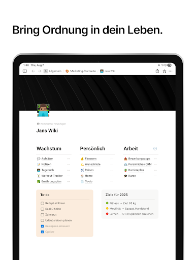 Notion: Notizen, Aufgaben, KI Bildschirmfoto 10