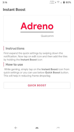 Instant Boost : Addon Bildschirmfoto 1