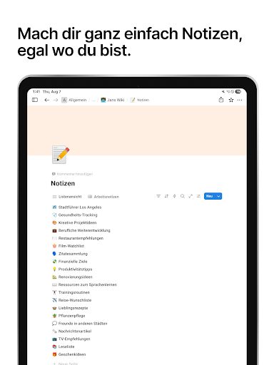 Notion: Notizen, Aufgaben, KI Bildschirmfoto 12