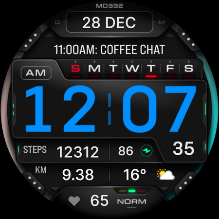 MD332 Digital watch face Bildschirmfoto 12