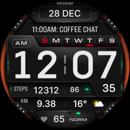 MD332 Digital watch face Bildschirmfoto 8