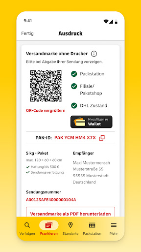 Post & DHL Bildschirmfoto 2