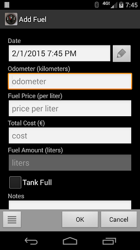 FillUp - Fuel Log Bildschirmfoto 1