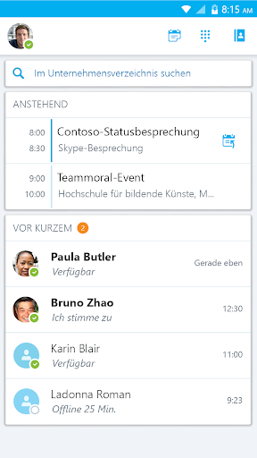 Skype for Business for Android Bildschirmfoto 1