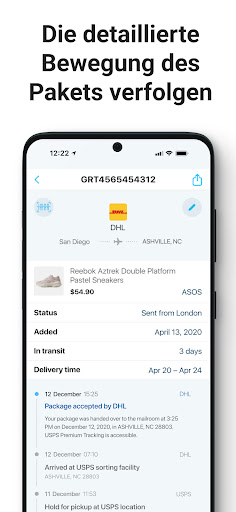 Sendungsverfolgung - paket app Bildschirmfoto 7