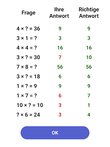 Einmaleins Mathe - Trainer 1x1 Bildschirmfoto 3