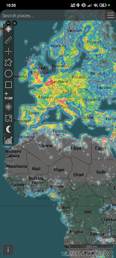 Light pollution map Bildschirmfoto 1