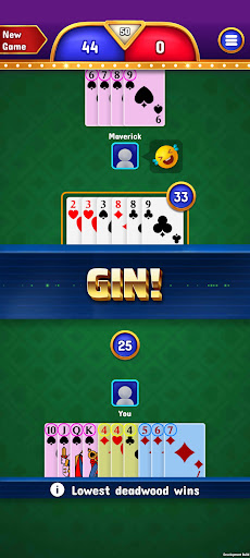 Gin Rummy - Classic Cards Game Bildschirmfoto 1