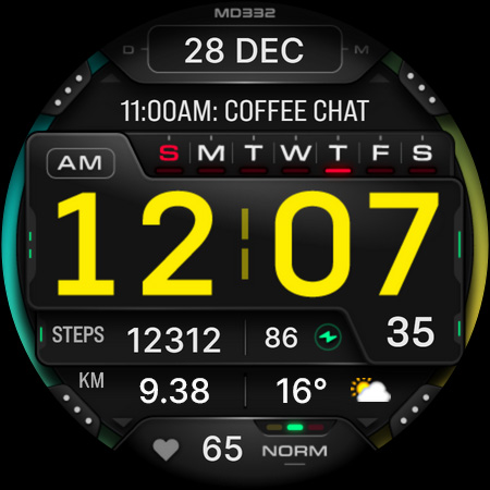 MD332 Digital watch face Bildschirmfoto 5