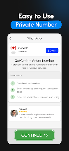 GetCode – Virtuelle Nummer SMS Bildschirmfoto 3