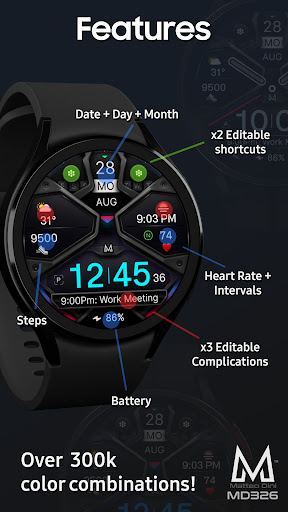 MD326 3D Modern Watch Face Bildschirmfoto 1